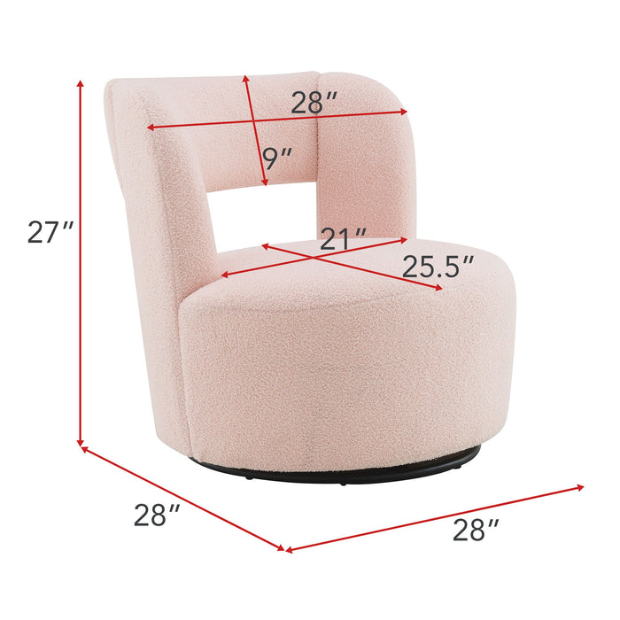 Swivel Comfy Round Barrel Chair With Soft Teddy Fabric For Living Room