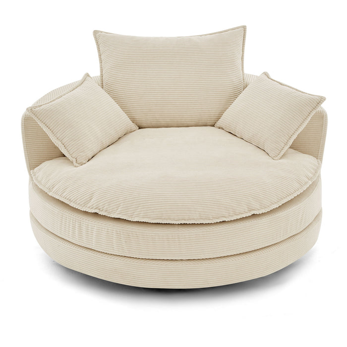 360° Swivel Accent Barrel Chair With Dual Layer Cushion And 3 Removable Pillows