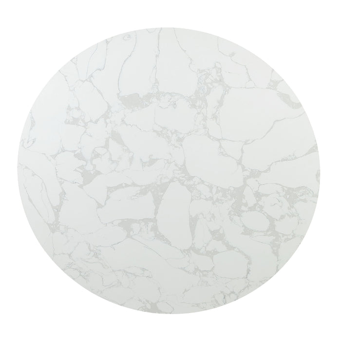Clayten - Around Dining Table - Marble / Espresso