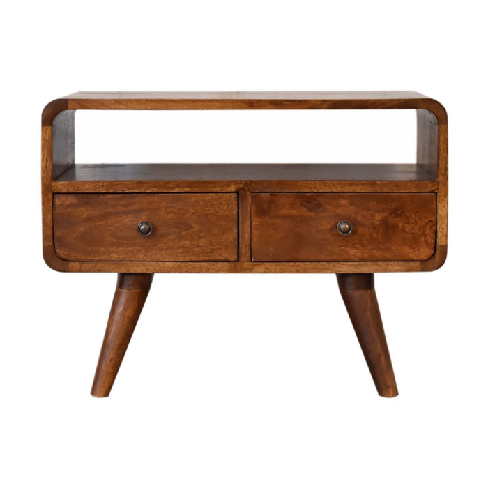 Solid Wood Curved Media Unit