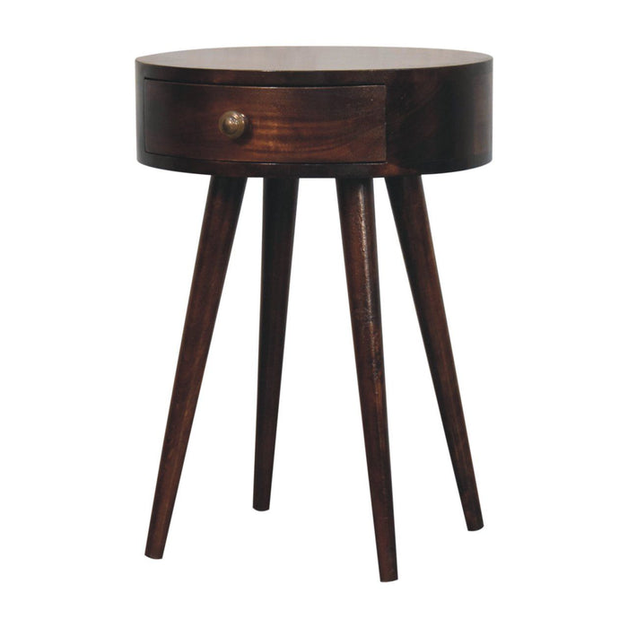 Nordic Circular Shaped Bedside Table - Walnut