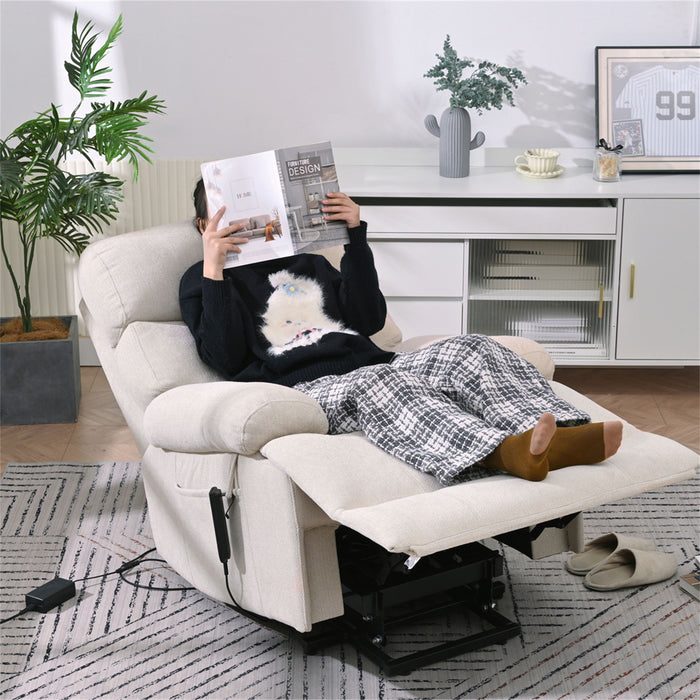 Oversized Power Lift Recliner Chai With Remote Control, Side Pocket, Spacious Seat