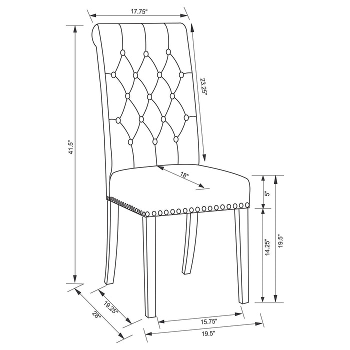 Tufted Rolled Backrest Side Chairs (Set of 2)