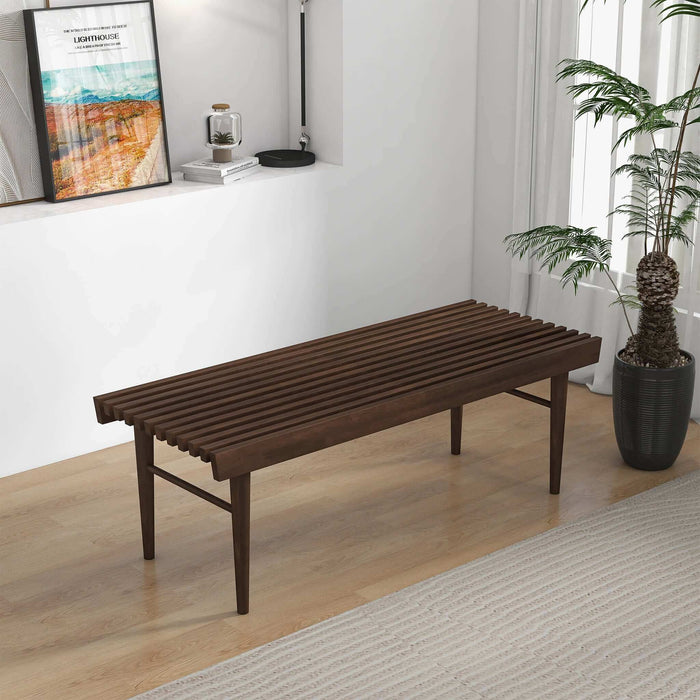Mia - Mid-Century Modern Bench - Dark Brown