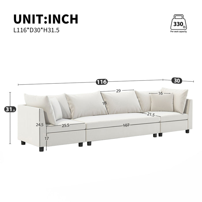 Modern Modular Sectional Oversized Couch Set With Pillows, Minimalist Style Wide Seat Comfy Sofa