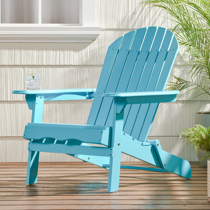 Malibu Transitional Adirondack Chair With Foldable Design - Blue