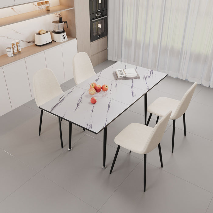 Modern Extendable Dining Table And Chair Set For 2 - 6 People