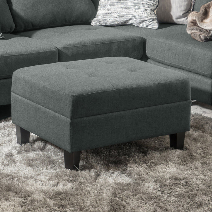 Classic Ottoman With Birch Wood Legs And Fabric Upholstery