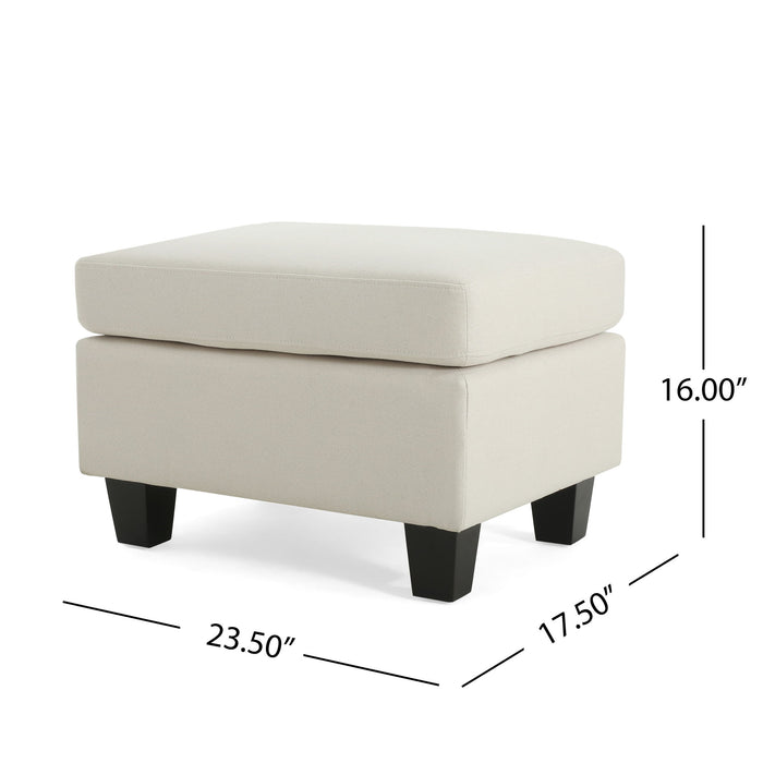 Springfield - Ottoman Contemporary Design Fabric Birch Wood Legs - Beige