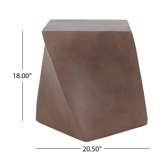 Outdoor Lightweight Concrete Side Table - Brown