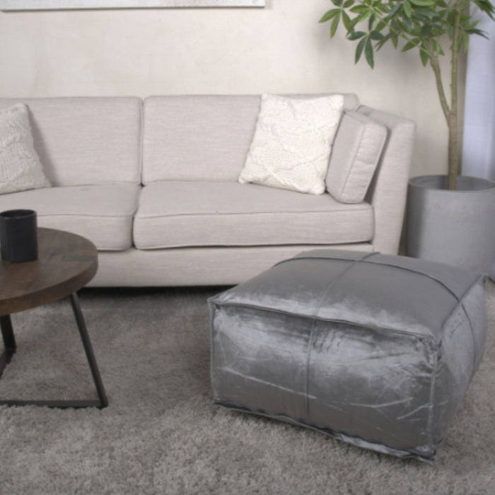 Nati - Square Pouf Ottoman And Floor Cushion - Smoke