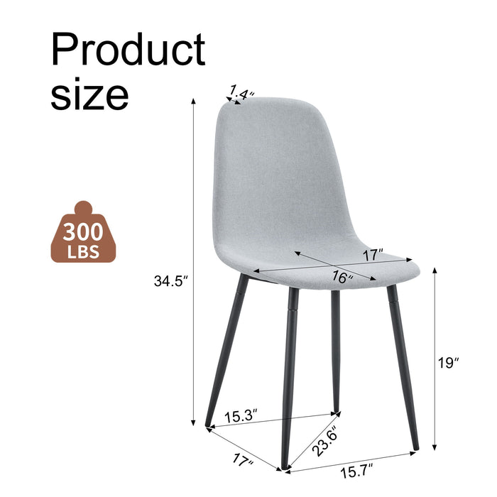 Modern Medieval Style Cushioned Side Chairs Set With Black Metal Legs For Kitchens