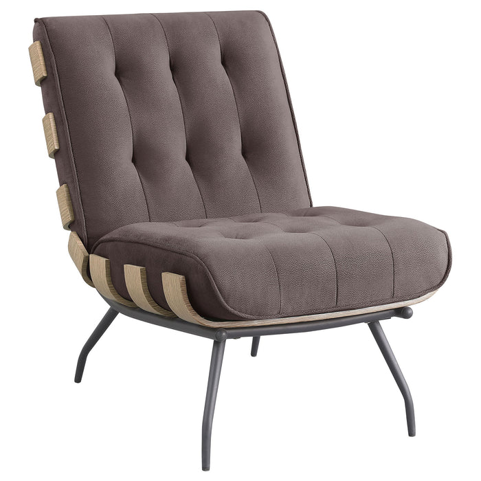 Staten - Upholstered Armless Accent Chair - Dark Brown