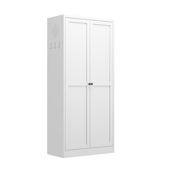 Metal Kitchen Pantry Cabinet With Adjustable Storage And 4 Heavy Duty Shelves - White