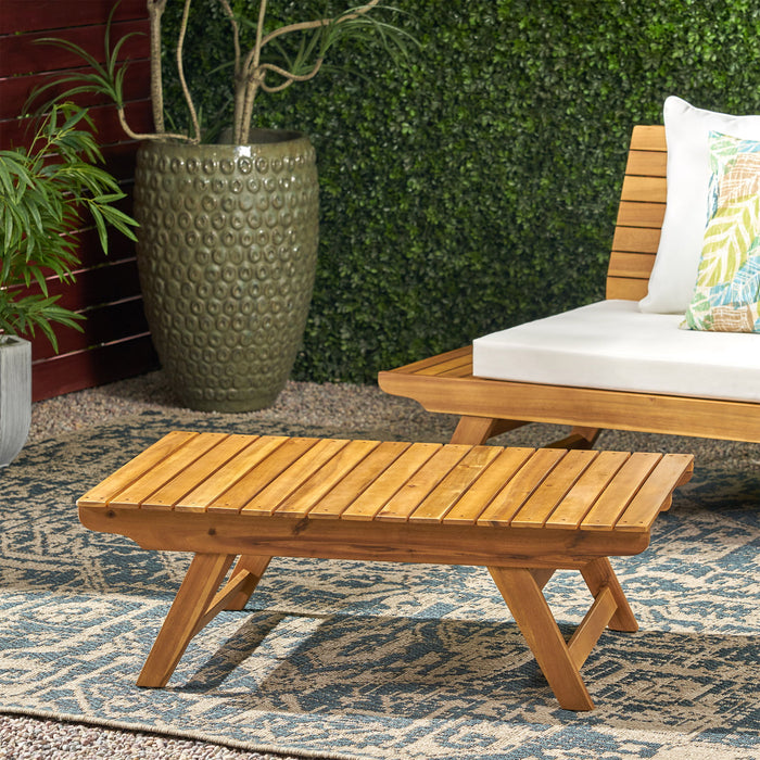 Outdoor Acacia Wood Coffee Table With Open Slat Design