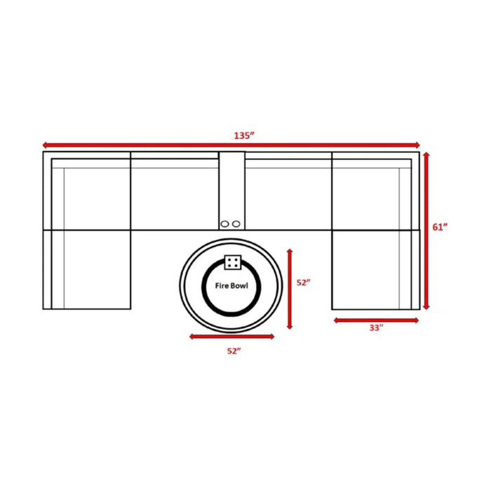 Rattan Patio Set With Comfortable Cushions And Fire Pit