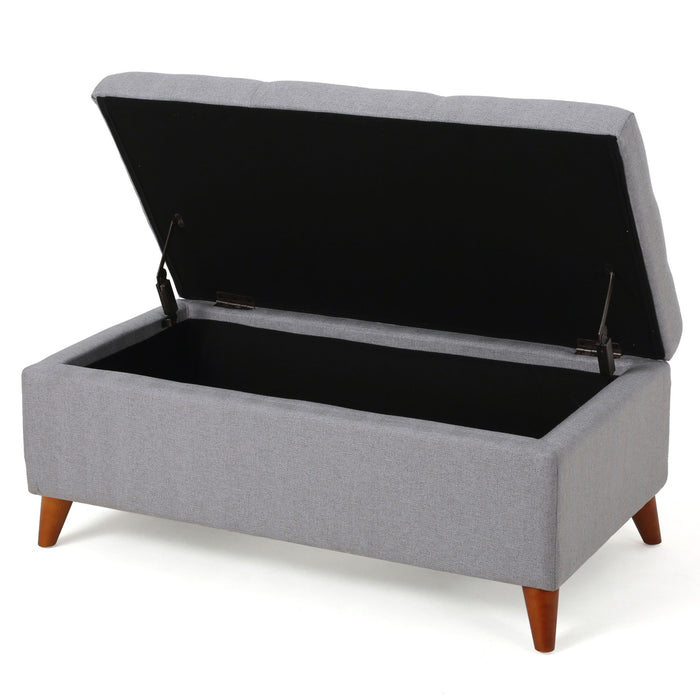 Kinetics - Upholstered Storage Ottoman With Lift-Top And Button Tufted Seat - Light Gray