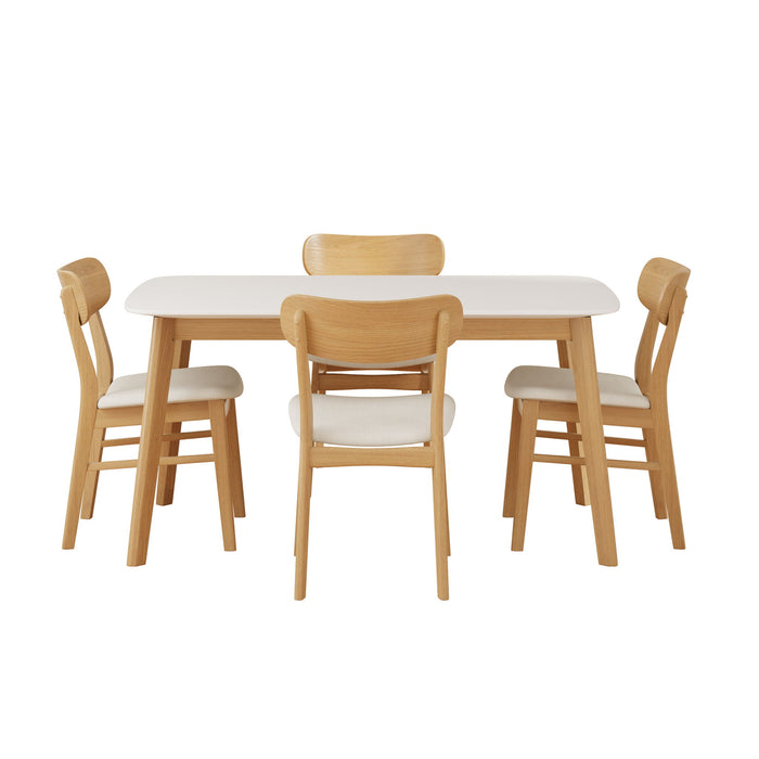 5 Piece Dining Set With Table And Upholstered Chairs