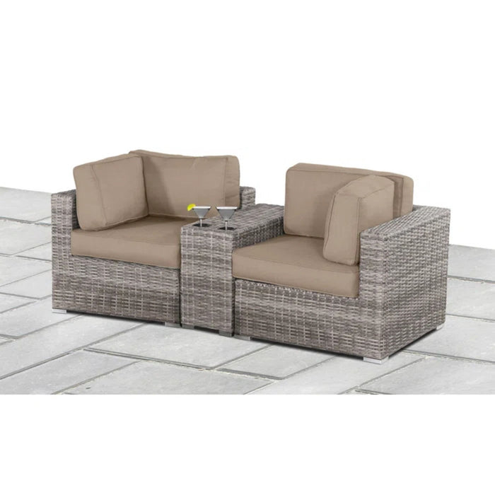 Handcrafted Outdoor Loveseat With Wicker Seating