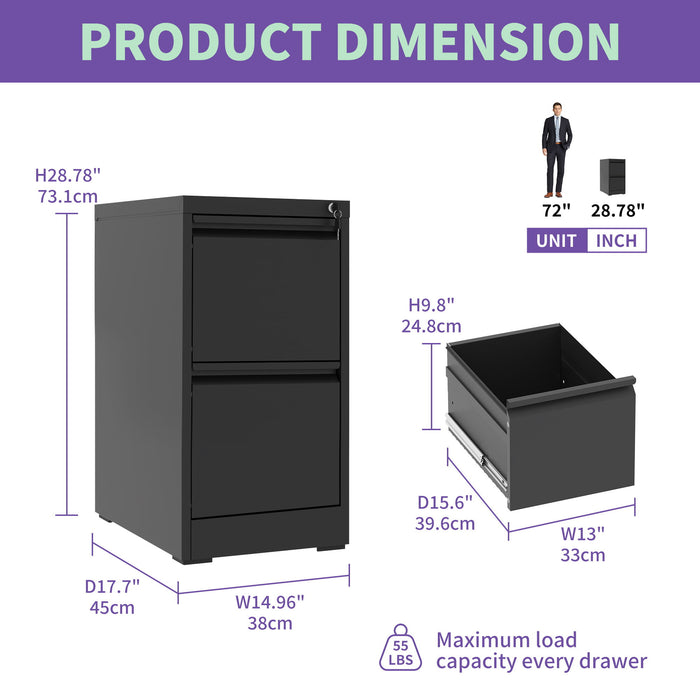 Steel Drawer Vertical File Cabinet With Lock For A4 Legal / Letter Size