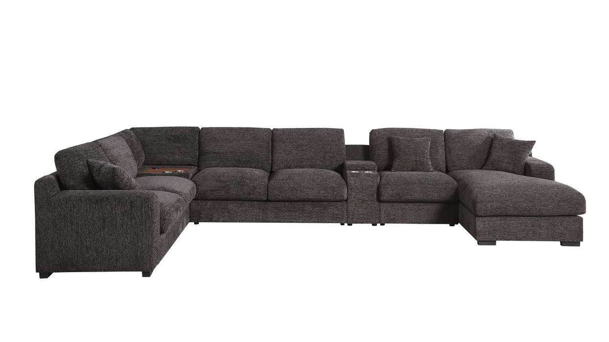 Celine - Corner Sectional Sofa With Right Facing Chaise, Cupholders, And Charging Ports - Gray