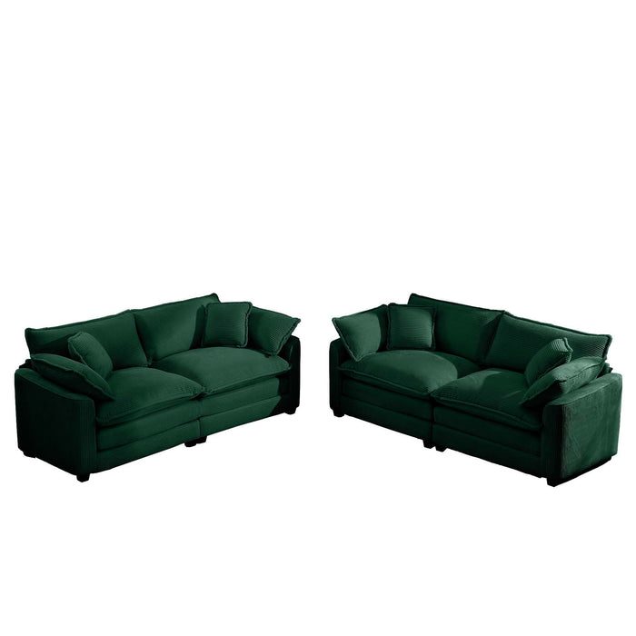 Elegant Corduroy Oversized Sectional Sofa Set With Deep Seats And Flexible Layout