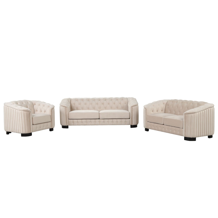 Upholstered 3 Piece Sofa Set With Legs