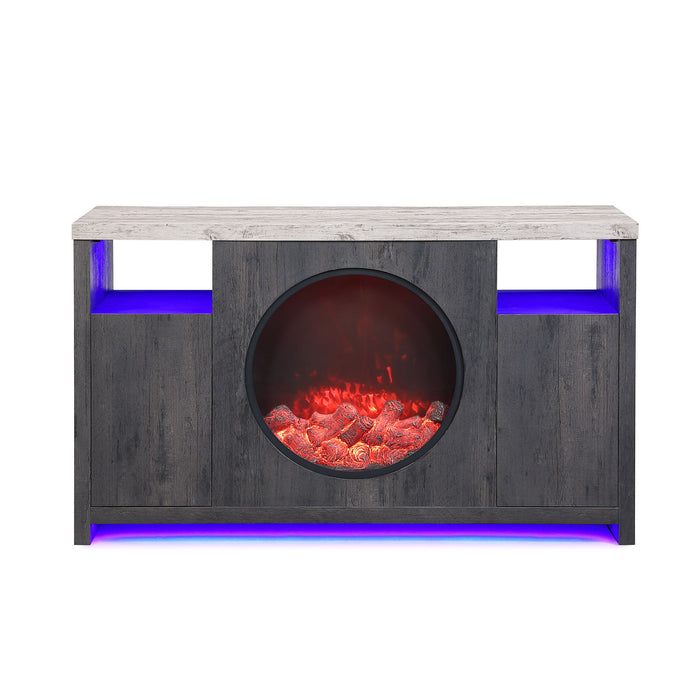 Nancy - Entertainment Unit With Bluetooth Speaker And LED Lighting - Gray