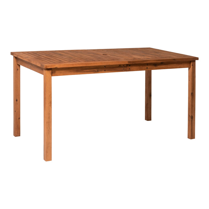 Contemporary Slat Top Acacia Wood Outdoor Dining Table