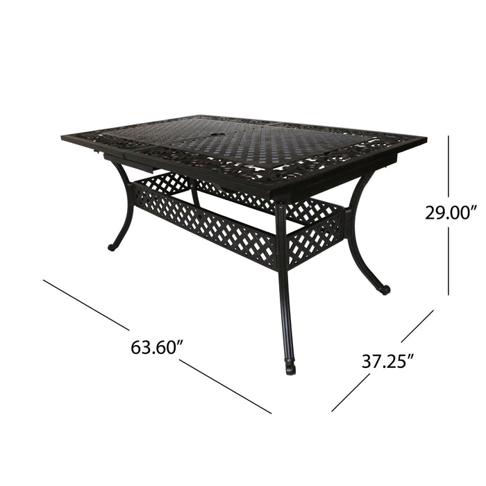 Outdoor Extendable Aluminum Dining Table With Pattern Table Top And Curved Legs - Copper
