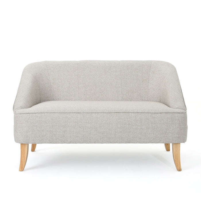 Modern Fabric Loveseat With Sloped Armrests For Living Room - Beige
