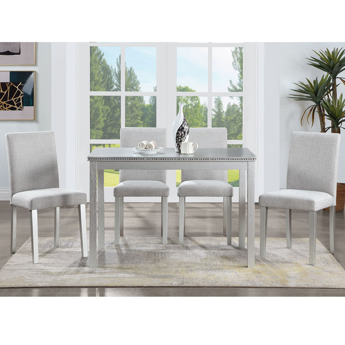 Dining Table Set With Crystal Decoration And Upholstered Chairs