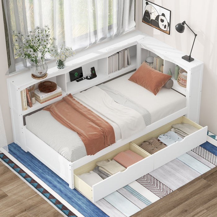 Daybed With 2 Storage Drawers, Storage Cabinets, USB Ports