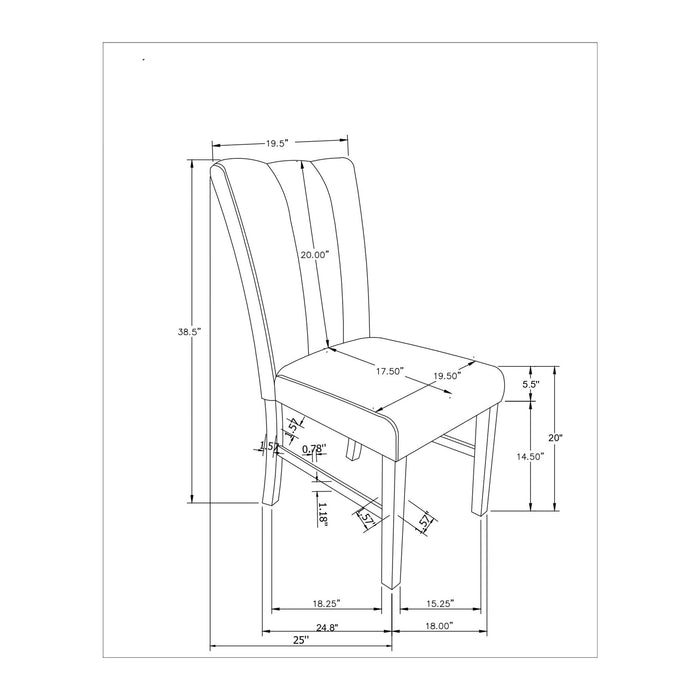 Dining Chair With Padded Seating And Back (Set of 2) - Dark Gray