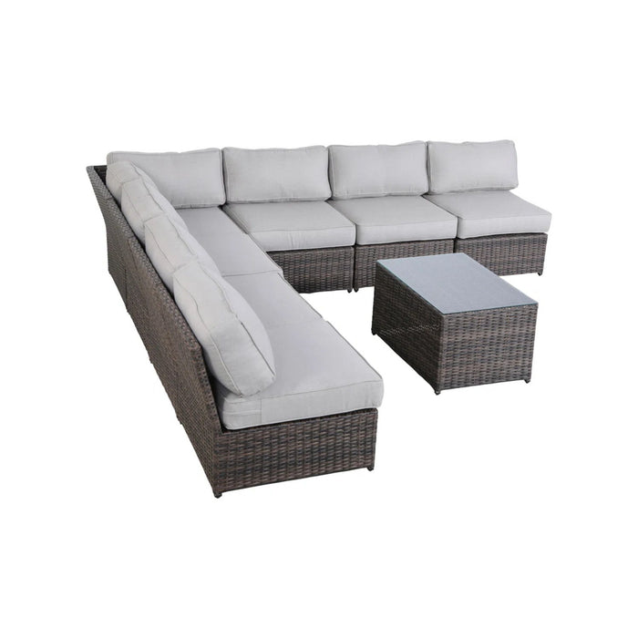 Comfortable Modern Patio Rattan Sectional Set With Cushions