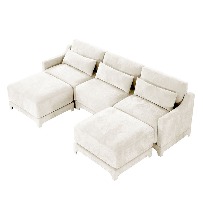 Stylish Sofa With Ottoman And Lumbar Pillows, Ergonomic Design
