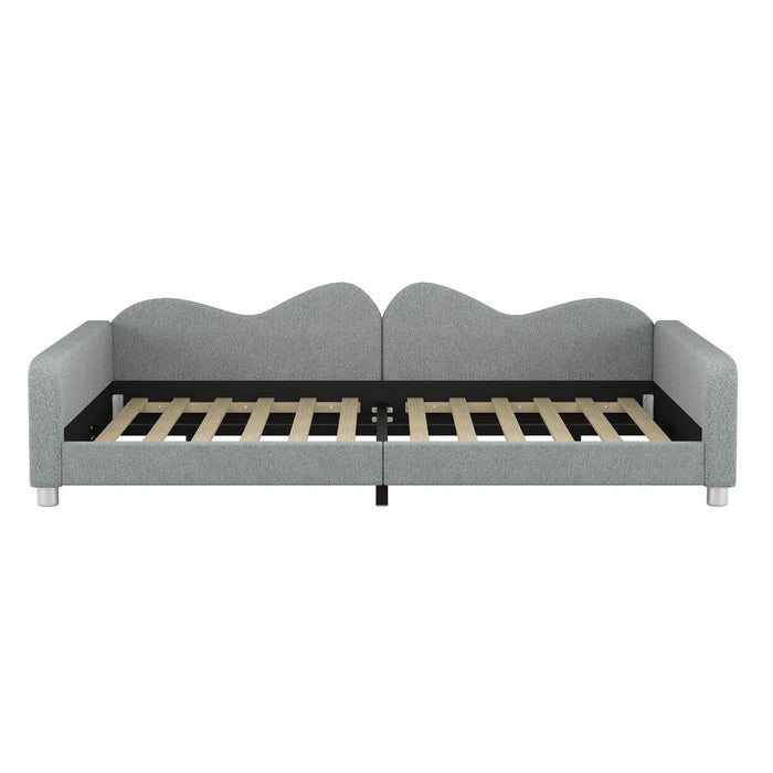 Upholstered Daybed, Sherpa Fabric Sofabed With Cloud-Shaped Backrest