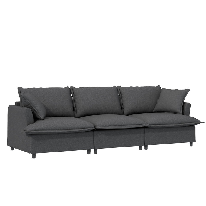 Sectional Sofa With Ottoman Cloud Couch Set With Throw Pillows, Free Combination