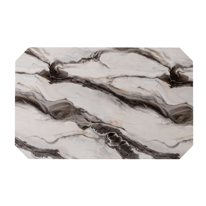 Magaly - Bar Table And Stool 5 Piece Set With Marbled Top Detail - Dark Gray