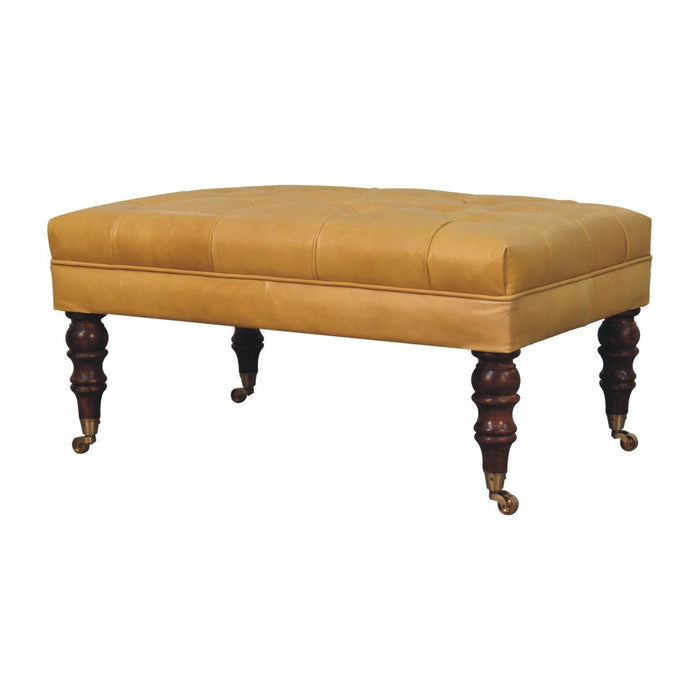 Buffalo - Leather Ottoman With Castor Legs