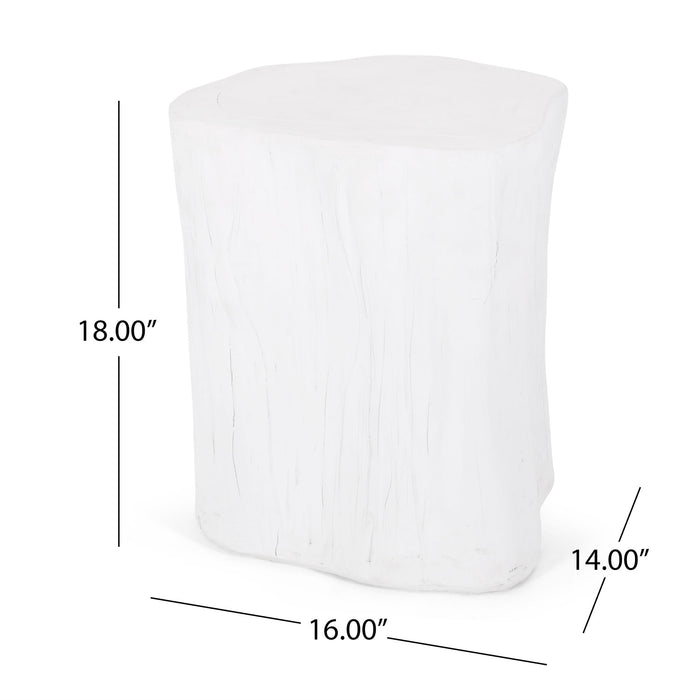 Outdoor, Lightweight Concrete Side Table - Antique White