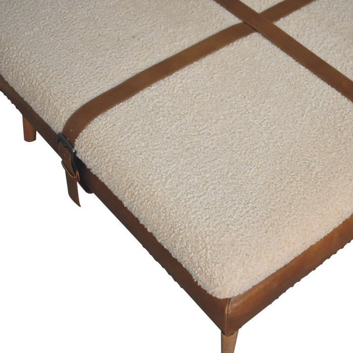 Buffalo - Large Square Hide Leather Footstool - Brown