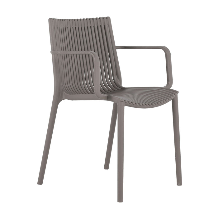4 Piece Stackable Single Chairs With Vertical Stripe Design For All Weather