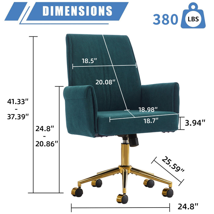 Ergonomic Mid-Back Office Chair With Striped Velvet Fabric