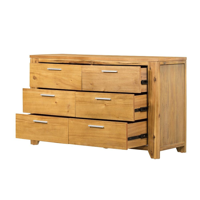 6 Drawer Dresser - Natural Wood / Brown