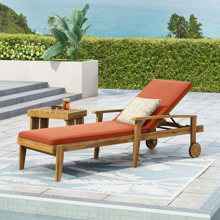 Jason - Black Chaise Lounge Adjustable Acacia Wood Outdoor Furniture