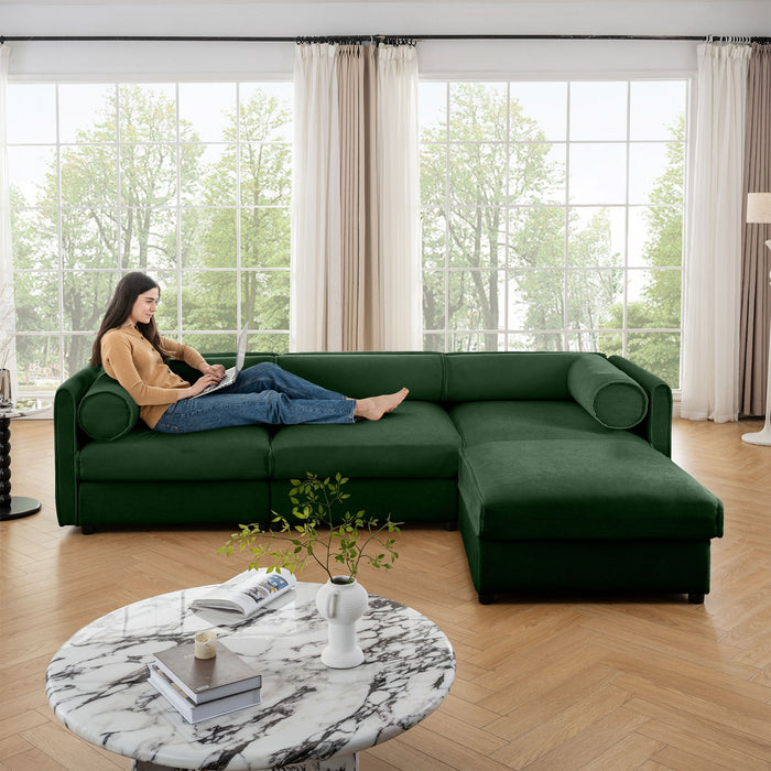 Contemporary Elegant White Chenille Sofa With Storage And Ottoman