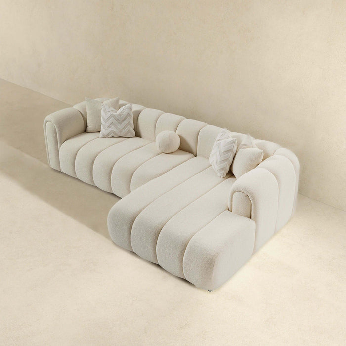 Beatrice - Modern Tufted Right Sectional Sofa - Ivory