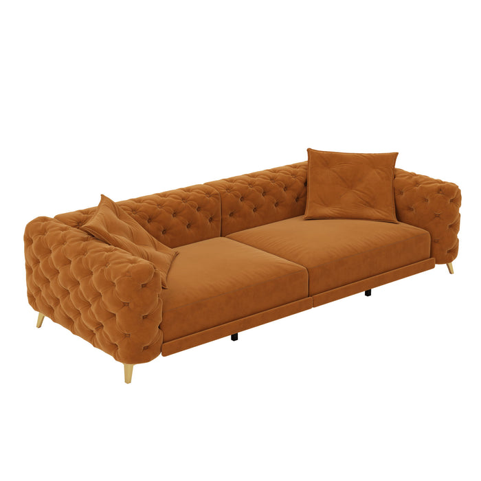 3 In 1 Convertible Sleeper, Deep Seat Pull Out Sofa Bed, Button Tufted