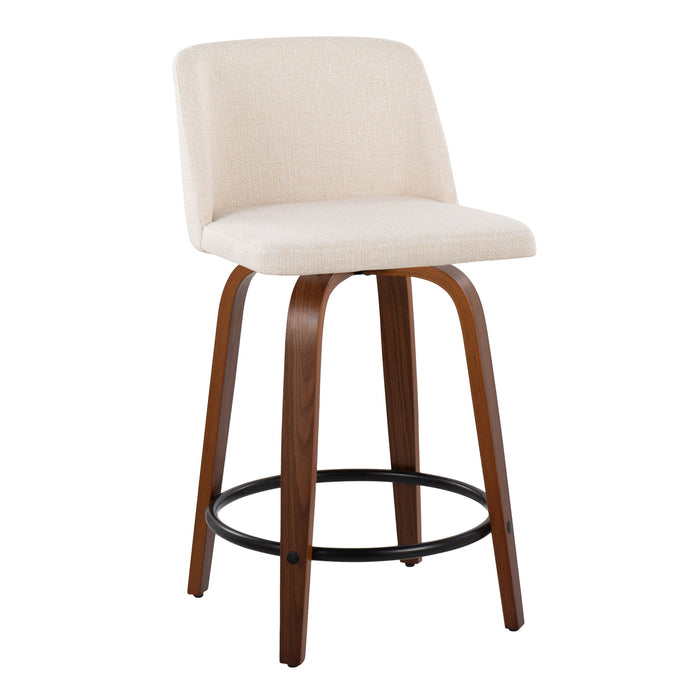 Toriano - Mid Century Modern, Fixed Height Counter Stool & Swivel And Round Footrest (Set of 2)